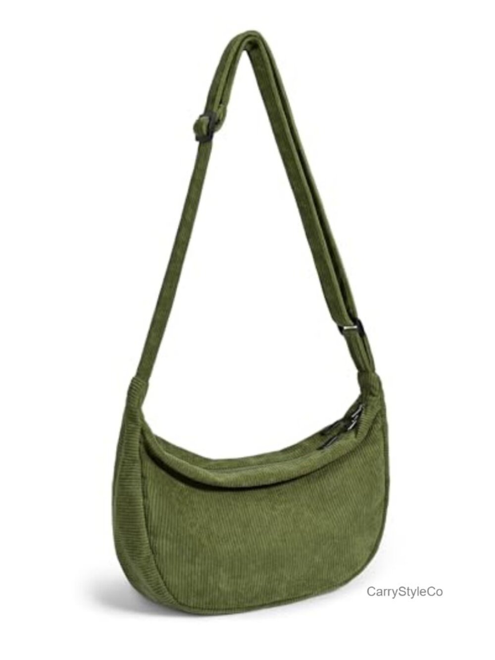 Corduroy Crescent Crossbody Bag Adjustable Strap Water-Resistant Sling